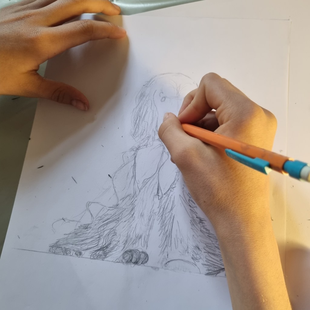 on observe pour tenter de respecter les proportions.